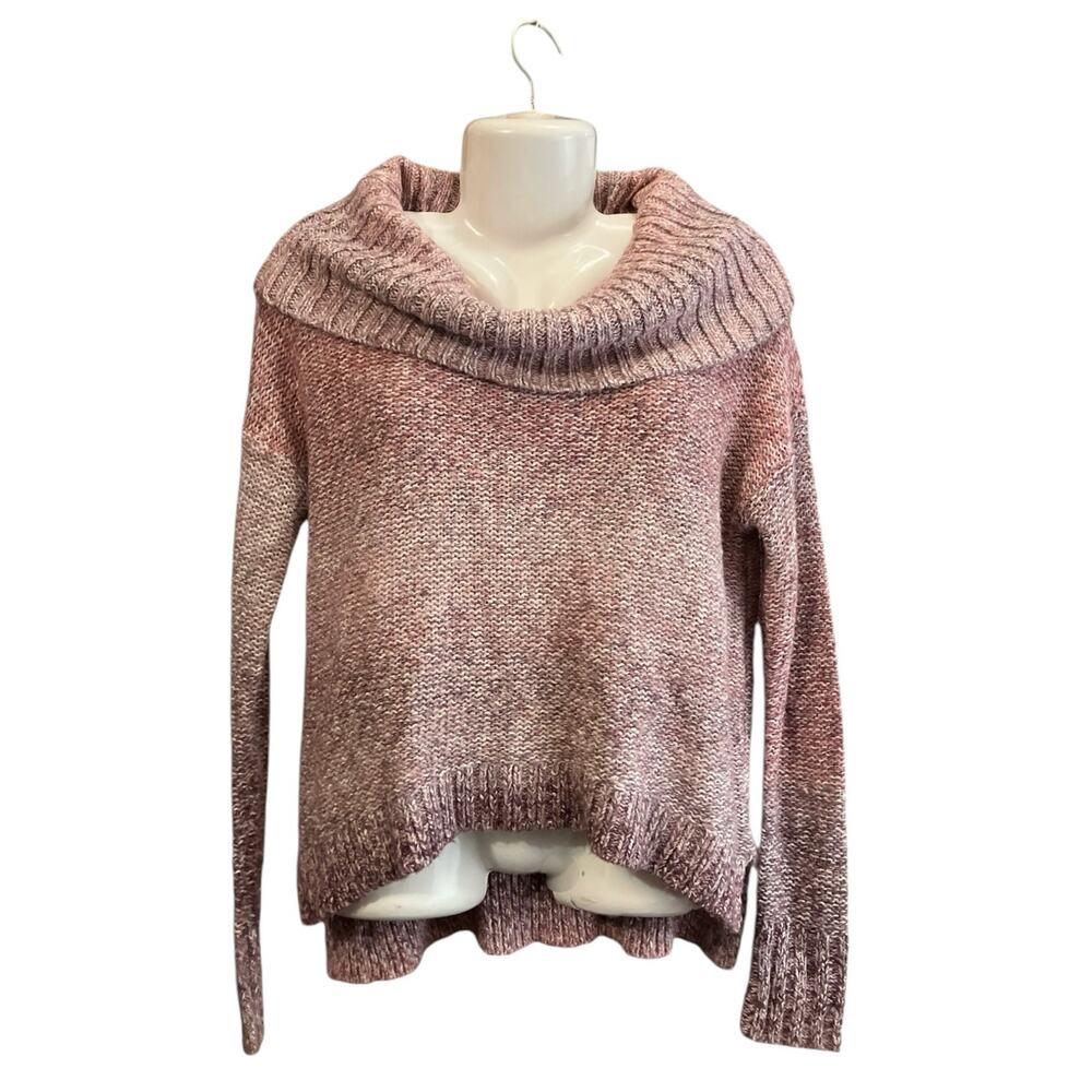 American Eagle Outfitters Women's Pink Marled Cowl Neck Long Sleeve Sweater SZ M